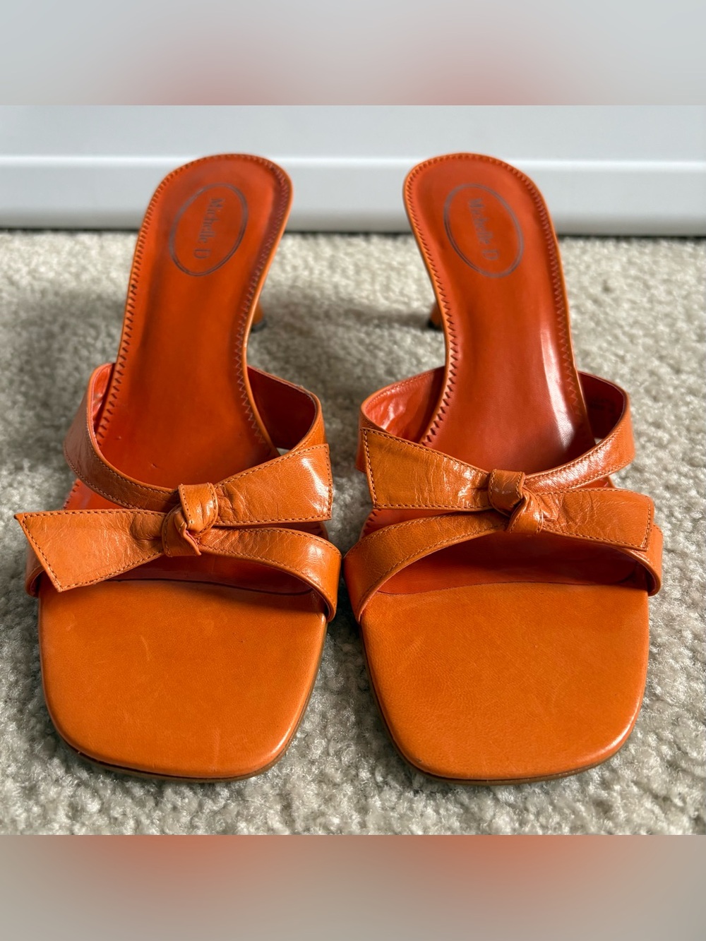 Michelle D Orange Knot Slide Sandals